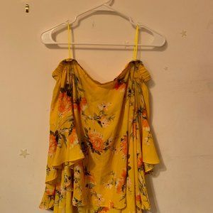 Yellow Floral Off the Shoulder top w/ flowy sleeve